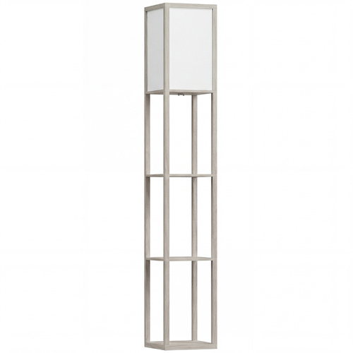 HOMCOM 3-Tier Floor Lamp, Floor Light with Storage Shelf, Reading Standing Lamp with Acrylic Shade for Living Room, Bedroom, Kitchen, Dining Room, Office, Dorm, 160cm, Oak