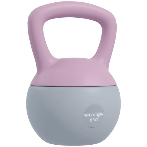 SPORTNOW 8KG Soft Kettlebell, Kettlebell with Non-Slip Handle for Home Gym, Weight Lifting, Strength Training, Purple/Grey