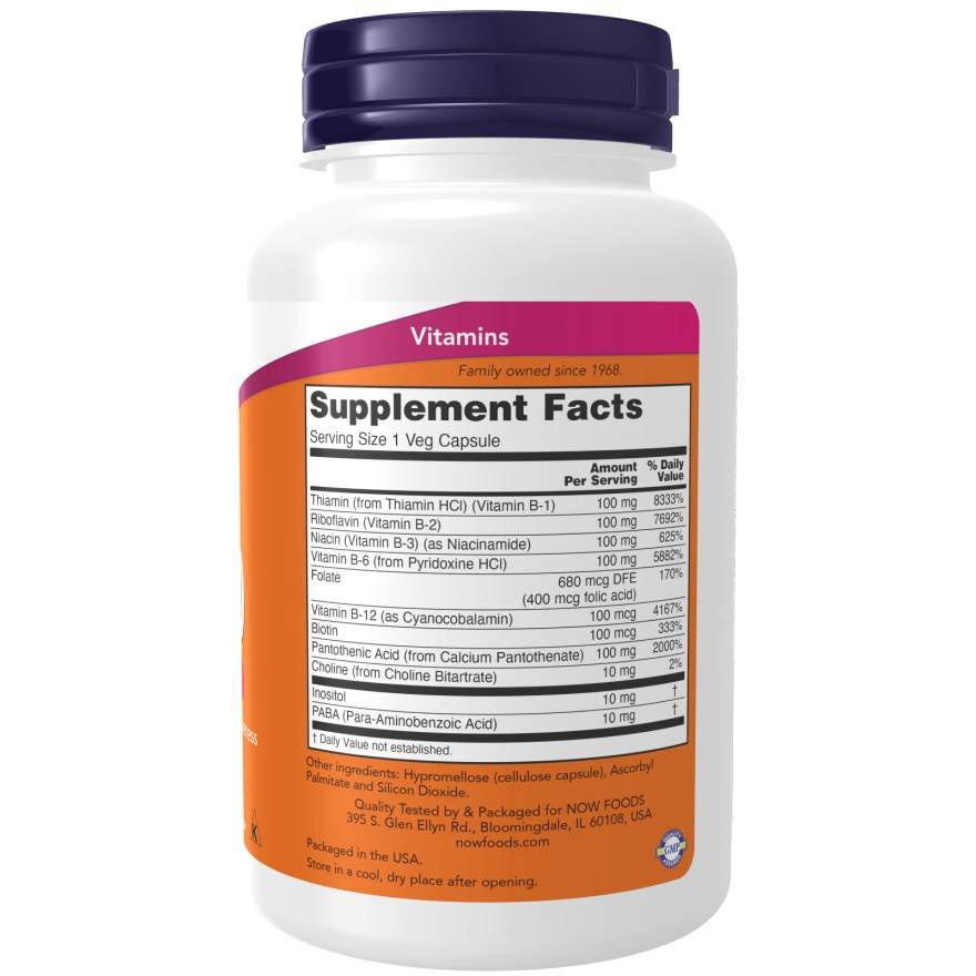Now Foods Vitamin B-100 Complex Supports Nervous and Immune Systems 100 Capsules