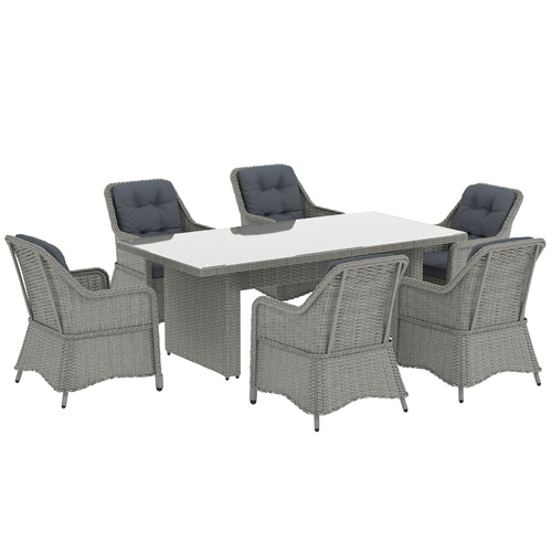 Outsunny Seven-Piece Rattan Dining Set - Mixed Grey
