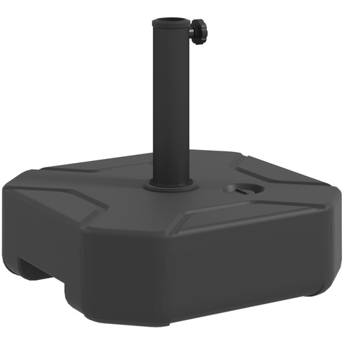 Outsunny Square Garden Parasol Base, Garden Umbrella Stand Heavy Duty Parasol Base, Filled Up to 25kg with Sand or 20kg with Water for for 38, 48 mm Poles, Black