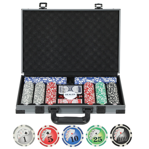 SPORTNOW 400-Piece Poker Chips Set with Lightweight ABS Case, Casino Texas Holdem Poker Set with Mat, 11.5g Numbered Poker Chips, Two Decks of Cards, Dealer, Five Dices, Grey