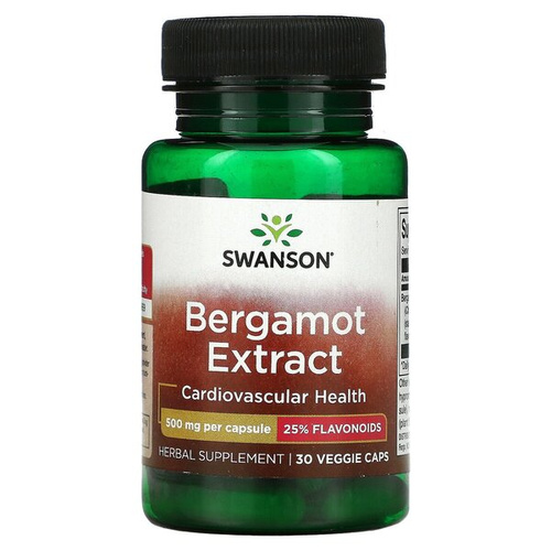 Swanson Bergamot Extract 500mg for Cardiovascular Support 30 Capsules