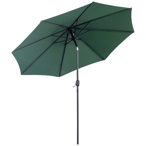 Outsunny 3(m) Tilting Parasol Garden Umbrellas, Outdoor Sun Shade with 8 Ribs, Tilt and Crank Handle for Balcony, Bench, Garden, Green