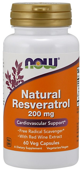Now Foods Natural Resveratrol with Red Wine Extract 200mg Supports Heart Health 60 Capsules