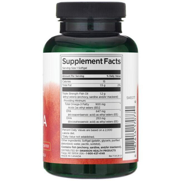 Swanson Triple Strength Omega 3 EPA & DHA 900mg 60 Softgels