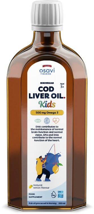 Osavi Norwegian Cod Liver Oil Kids 500mg Omega 3 Lemon 250 ml