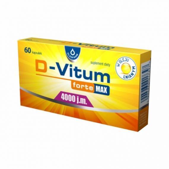 D-Vitum Forte Max 4000 jm dla Zdrowych Kości Zębów i Mięśni 60 Kapsułek