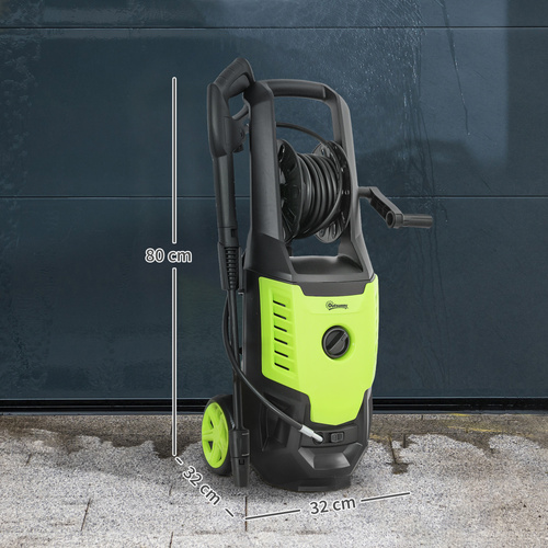 Outsunny 2200W High Pressure Washer, 170 Bar Pressure, 420 L/h Flow, Portable Electric Power Washer Jet Wash Cleaner with Adjustable Nozzle 6M Hose and Hose Reel for Home Patio Car Driveway