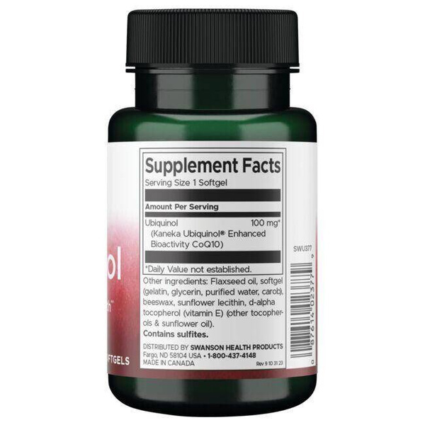 Swanson Ubiquinol 50mg Aktywny Koenzym Q10 na Energię Komórkową 60 Kapsułek