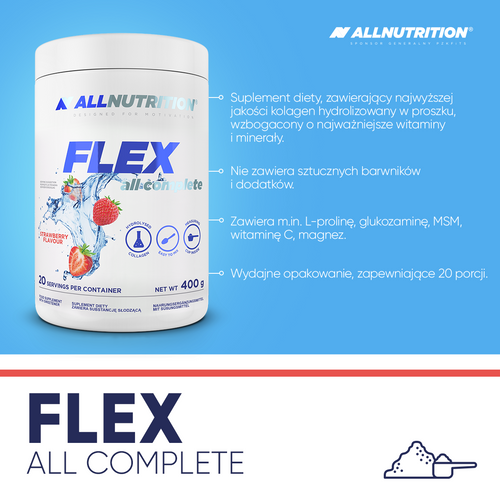 Allnutrition Flex All Complete Kolagen Hydrolizowany na Stawy Truskawka 400g