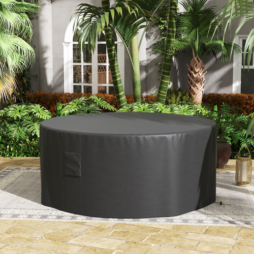 Outsunny Garden Patio Large Furniture Set Round Cover 600D Oxford Waterproof, Ф193 x 80H cm, Black
