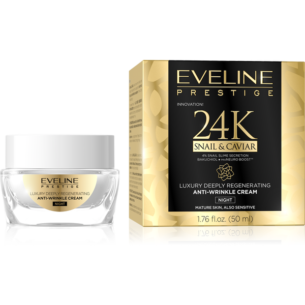 Eveline Prestige 24K Snail & Caviar Anti-Wrinkle Night Cream for Mature Skin 50ml 