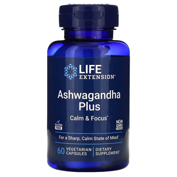 Life Extension Ashwagandha Plus Calm & Focus Dietary Supplement For Calm and Focus 60 Vcaps
