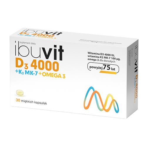 Ibuvit D3 4000 + K2 MK-7 Omega 3 dla Dorosłych powyżej 75 Roku Życia 30 Kapsułek