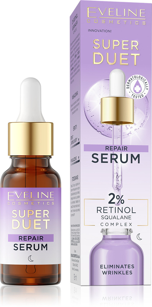 Eveline Super Duet Repair Serum with 2% Retinol and Squalane for Night 18ml