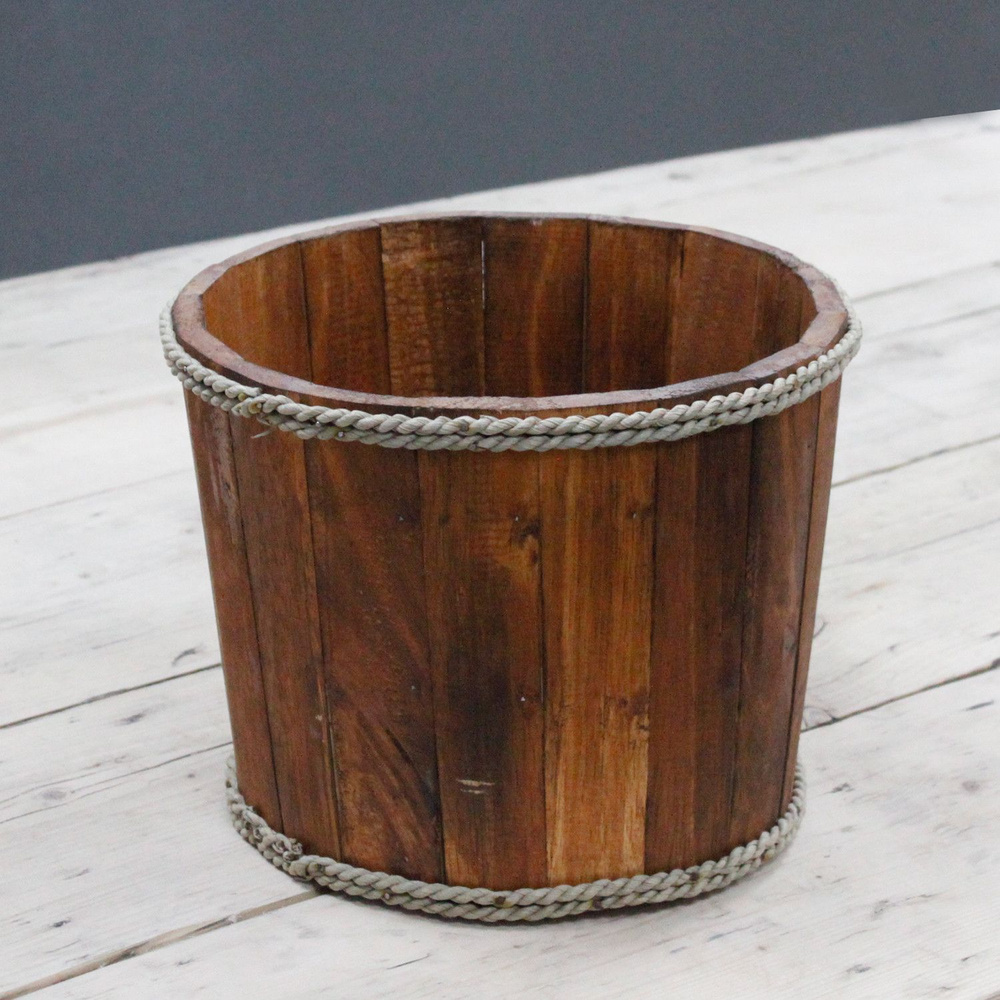 Small Wooden Storage Tub – Brown
