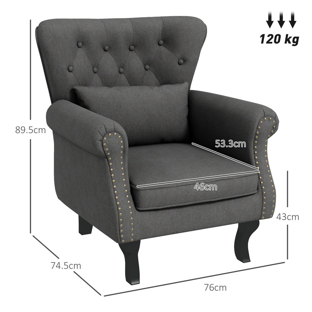 HOMCOM Chesterfield-Style Accent Chair - Grey