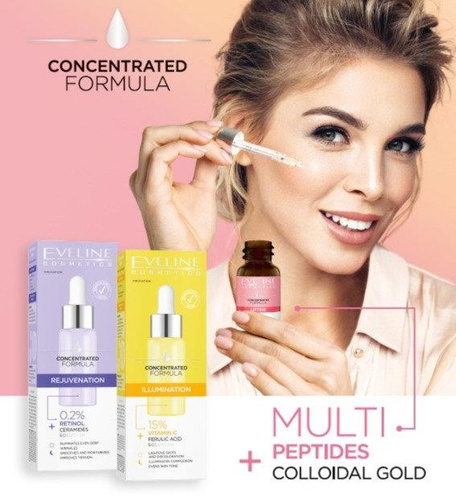 Eveline Concentrated Formula Liftingujące Serum z Multi Peptydami na Twarz Szyję i Dekolt 18ml