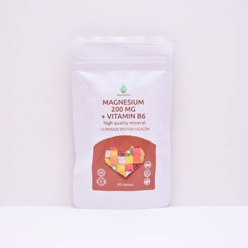 Aloe Vera Pro Magnesium 200mg (from Citrate) + Vitamin B6 for Nervous System Health 5mg 60 Tablets