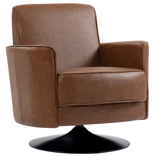 HOMCOM Upholstered Swivel Accent Chair with Pocket Spring Seat Support and 20cm Thick Padding, Brown