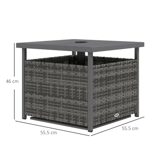 Outsunny Outdoor Rattan Wicker Coffee Table w/ Umbrella Hole Suitable for Garden Garden