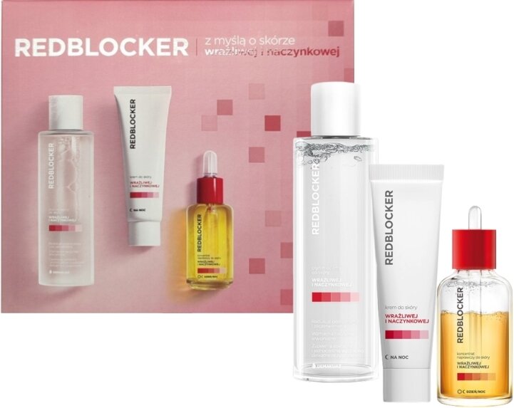 Redblocker Skin Care Set for Sensitive Skin Repair Concentrate 30ml Night Cream 50ml Micellar Fluid 200ml