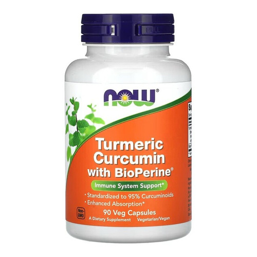 Now Foods Turmeric Curcumin with BioPerine Supports Immune System 90 Capsules