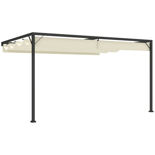 Outsunny 4 x 3 m Pergola, with Sliding Canopy - Cream