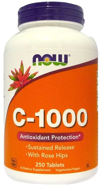 Now Foods Vitamin C-1000 z Dziką Różą Przedłużone Wchłanianie 250 Tabletek