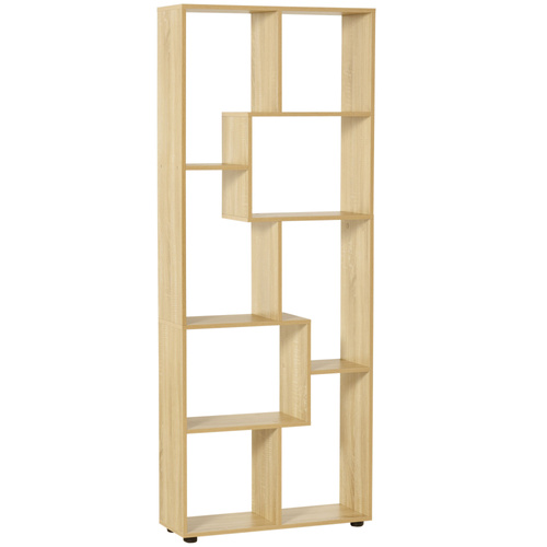 HOMCOM Bookshelf, Tall Bookcase, Modern Room Divider, 8 Cube Storage Unit, Freestanding Storage Shelf for Living Room, Bedroom, Home Office, 70 x 24 x 178 cm, Natural