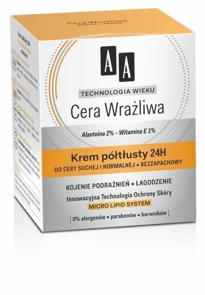 AA Krem Półtłusty Cera Wrażliwa Bezzapachowy do Każdego Rodzaju Skóry 50ml