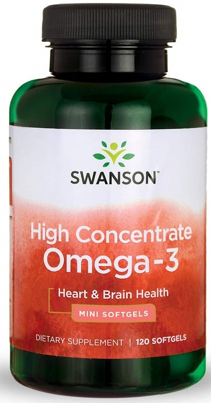 Swanson High Concentrate Omega-3 na Wsparcie Pracy Serca i Mózgu 120 Kapsułek