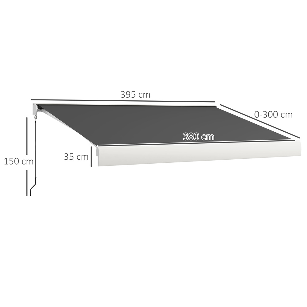 Outsunny 4 x 3(m) Electric Retractable Awning with Remote Controller, Aluminium Frame Sun Canopies for Patio Door Window