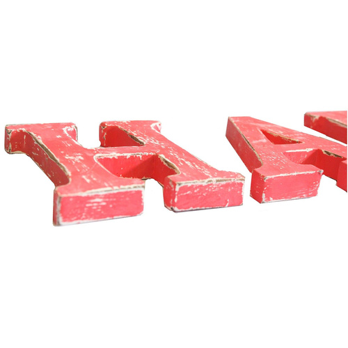 Shabby Chic Letters Red Wash  - HAPPY