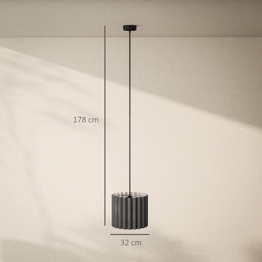 HOMCOM Linen Pendant Light, Bedside Ceiling Lamps with E27 Bulb, Modern Hanging Lights for Living Room, Bedroom, Kitchen, Hallway, Black