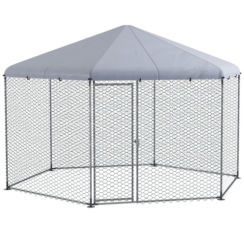 PawHut Chicken Coop for 10-15 Chickens, Hens, Rabbits, Ducks, Outdoor Garden Chicken Run, 4 x 3.5 x 2.6m