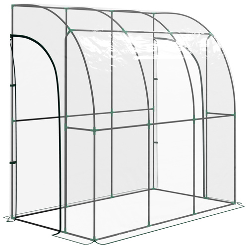 Outsunny 214cm x 118cm Walk-In Lean To Greenhouse, with Accessories
