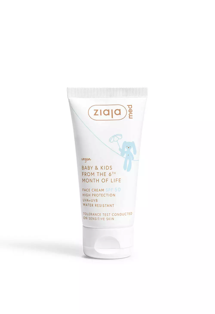 Ziaja Med Baby & Kids Wodoodporny Krem Przeciwsłoneczny do Twarzy SPF50 50ml