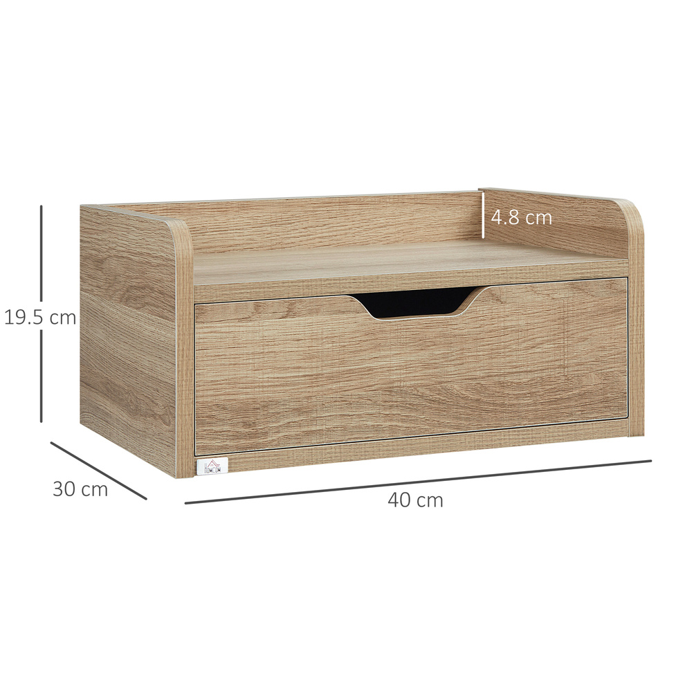 HOMCOM Floating Nightstands Set of 2, Wall Mounted Bedside Table with Drawer for Bedroom, Natural