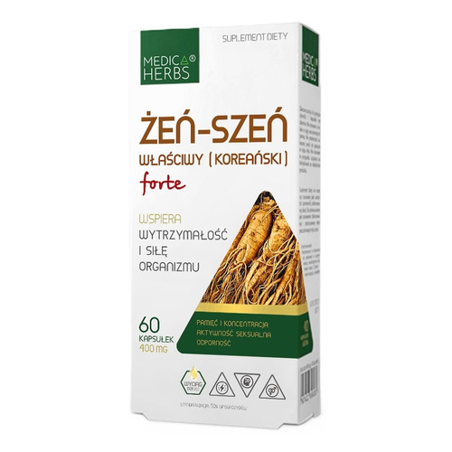 MEDICA HERBS Żeń-szeń właściwy (koreański) forte 400mg, 60 kaps.