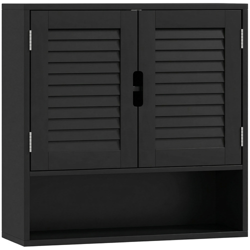 HOMCOM Bathroom Cabinet, Wall Mounted Storage Cabinet with Adjustable Shelves, 60 x 20 x 60 cm, Black