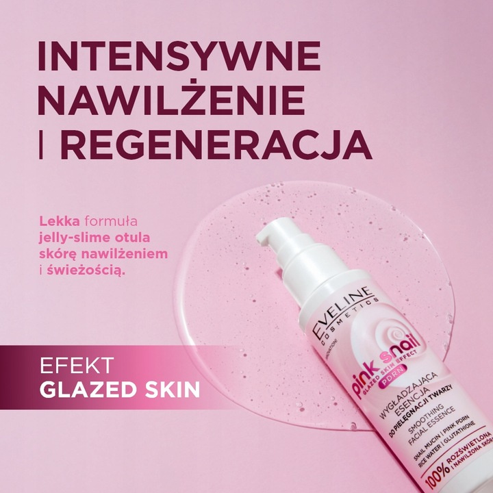 Eveline Pink Snail Jelly-Slime Wygładzająca Esencja do Twarzy 100ml