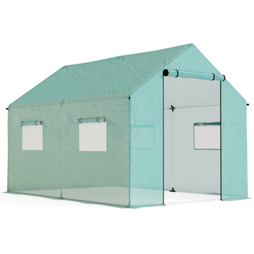 Outsunny Polyethylene Walk-in Polytunnel Greenhouse, 2 x 3(m), Green