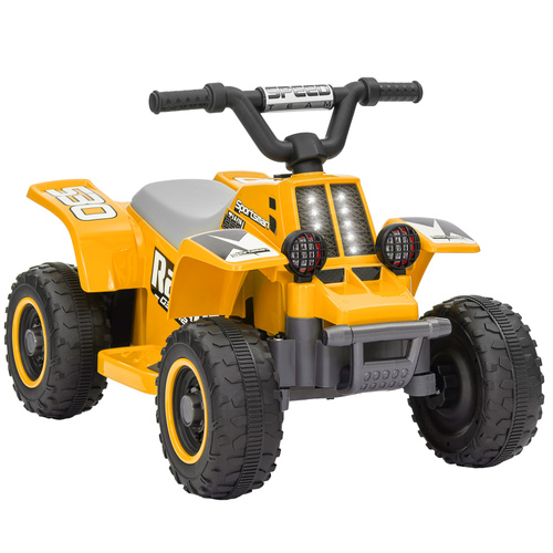 AIYAPLAY 6V Electric Quad Bike for Kids, Ride On ATV w/ Forward/Reverse, Headlights, for Ages 18-36 Months, Yellow