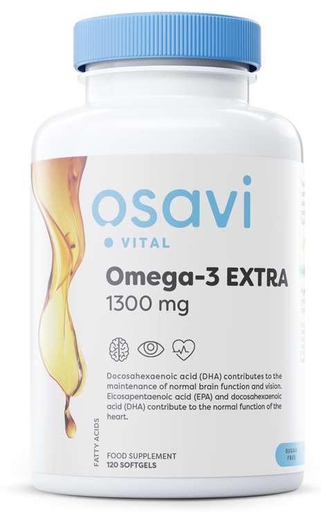 Osavi Omega-3 Extra Molecularly Distilled 1300mg Wspomaga Pracę Serca i Mózgu Smak Cytrynowy 120 Kapsułek