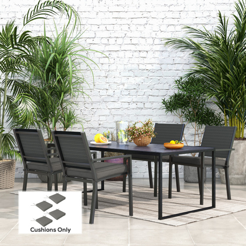 Outsunny 4-Piece Seat Cushions Pillow Replacement, Patio Chair Cushions Set with Ties for Indoor Outdoor, Charcoal Grey