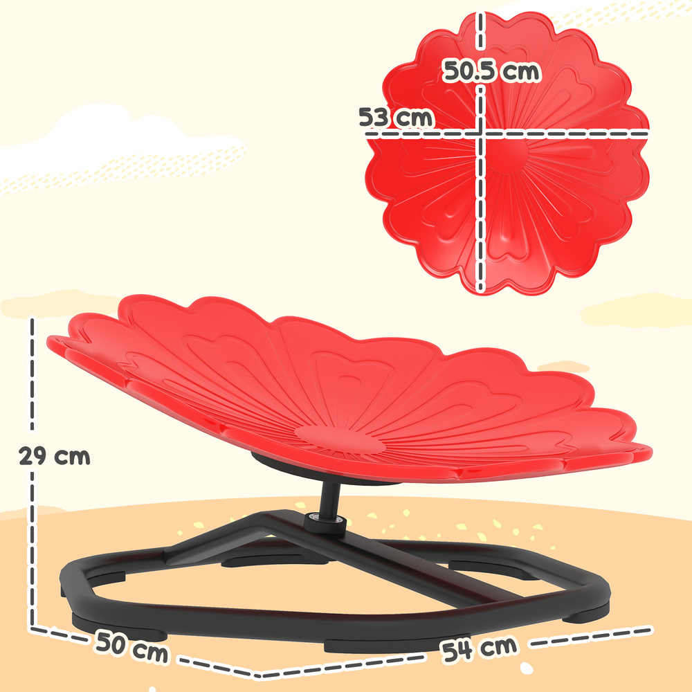 AIYAPLAY Flower-Shaped Sensory Spinning Chair with Non-Slip Base for Balance/Coordination, Red