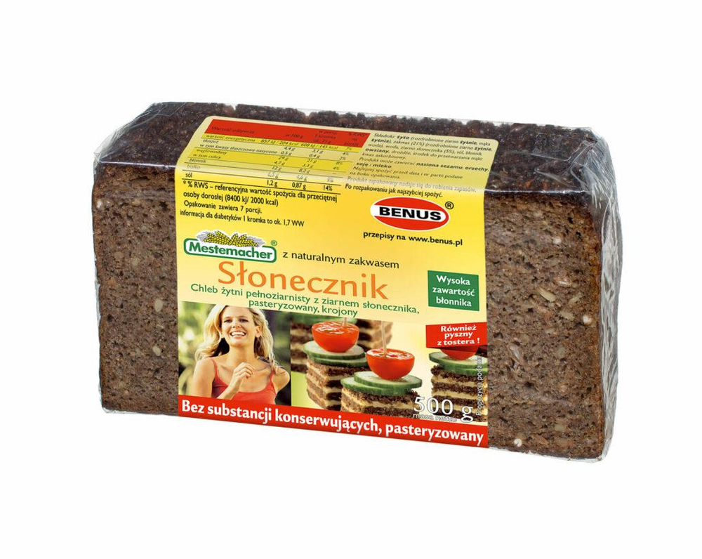 Benus Mestemacher Chleb Żytni z Ziarnami Słonecznika 500g