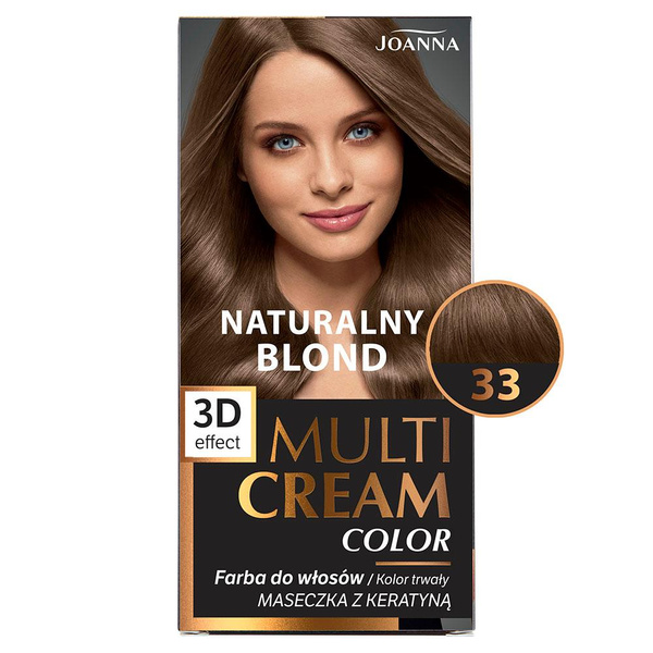 Joanna Multi Cream Trwały Intensywny Kolor Włosów Farba Pielęgnująca 33 Naturalny Blond 60x40x20g